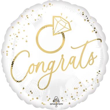 Foil Balloon – "Congrats" – White Gold Wedding – 45 cm